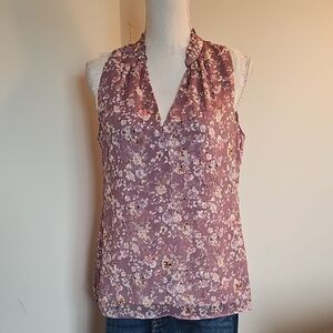 White House Black Market Floral Blouse - Mauve